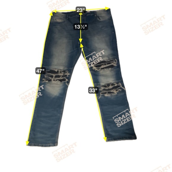 Dash American Designers Blue Distressed‎ Jeans, Ripped Moto Jeans, Men's 48x34 - Picture 4 of 9